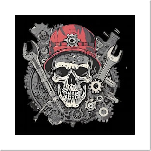 Skull steampunk monochrome Posters and Art